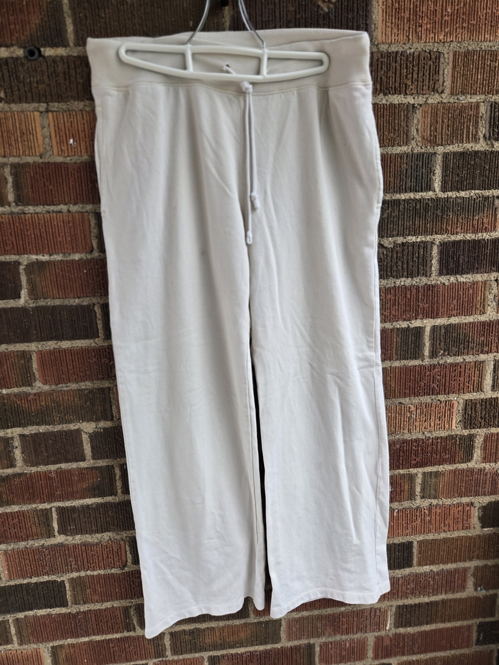 Brandy Melville Off-White Wide Leg Drawstring Track Pants